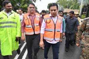 KTR Assesses Town Conditions Amidst Heavy Rains