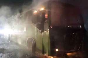 Passengers narrowly escape as bus catches fire near Hyderabad