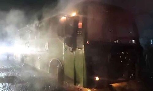 Passengers narrowly escape as bus catches fire near Hyderabad