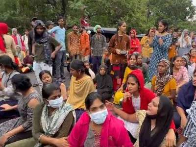 Protest Staged by Students at Osmania University