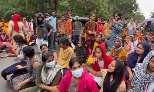Protest Staged by Students at Osmania University