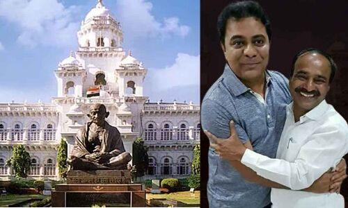 KTR embraces BJP MLA during Assembly session