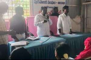 MLA VM Abraham presents a copy of the allocation of 25 crores in the Municipal General Body meeting
