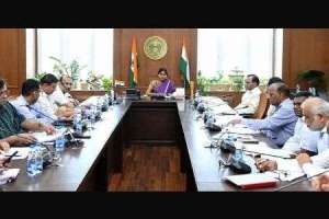 Progress of rain damaged works reviewed by Chief Secretary Santhi Kumari