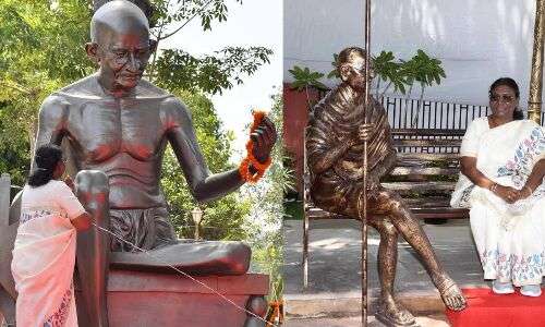12-foot statue of Gandhi revealed by Murmu at Rajghat