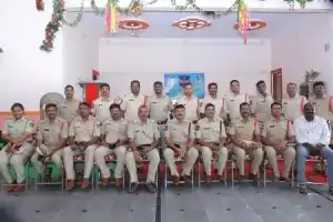 Border area police officials participate in a review meeting with DSP