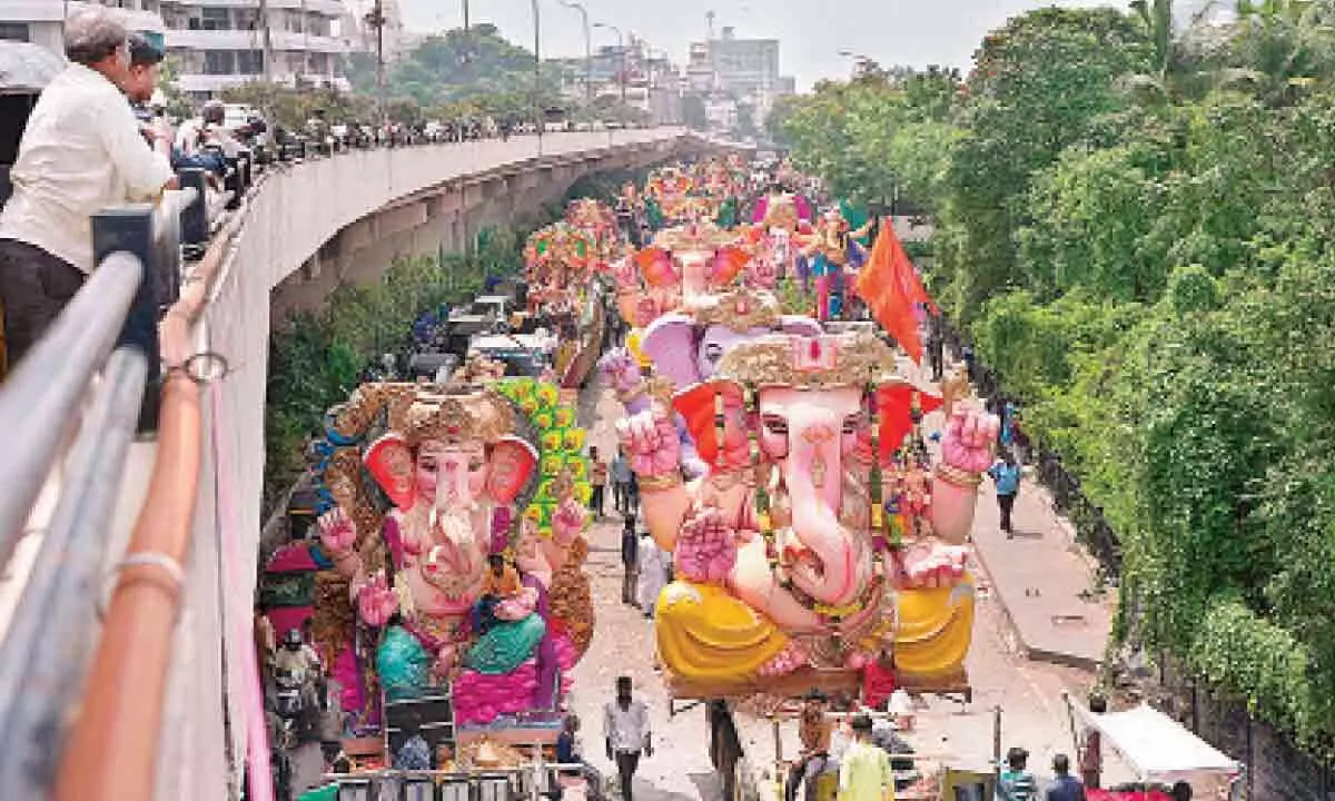 Ganesh idol immersion in Hyderabad extended to the second day.