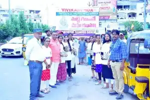 Matti Ganapati Rally organized by Vivekananda Engineering College in Karimnagar