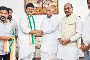 Mynampally Hanumanth Rao and his son M Rohit join Congress in Delhi from Hyderabad