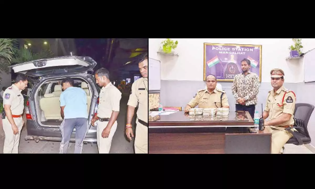 Gold and cash confiscated during vehicle inspection in Hyderabad