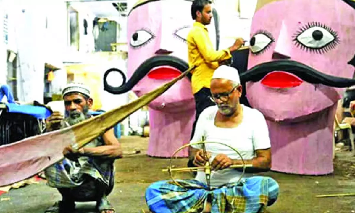 Muslim craftsmen maintain tradition by creating Dussehra effigies in Jammu