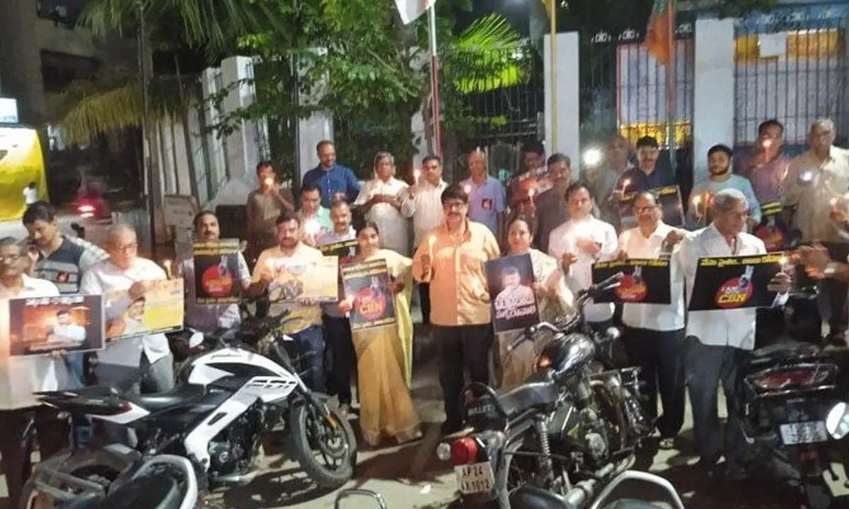 Naidu receives support at candlelight vigil in Hyderabad, a global city