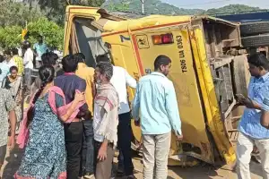 Overturned School Bus in Mahabubnagar Leaves 50 Injured