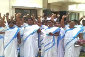 Protest Staged by Asha Workers at Gangula’s Residence