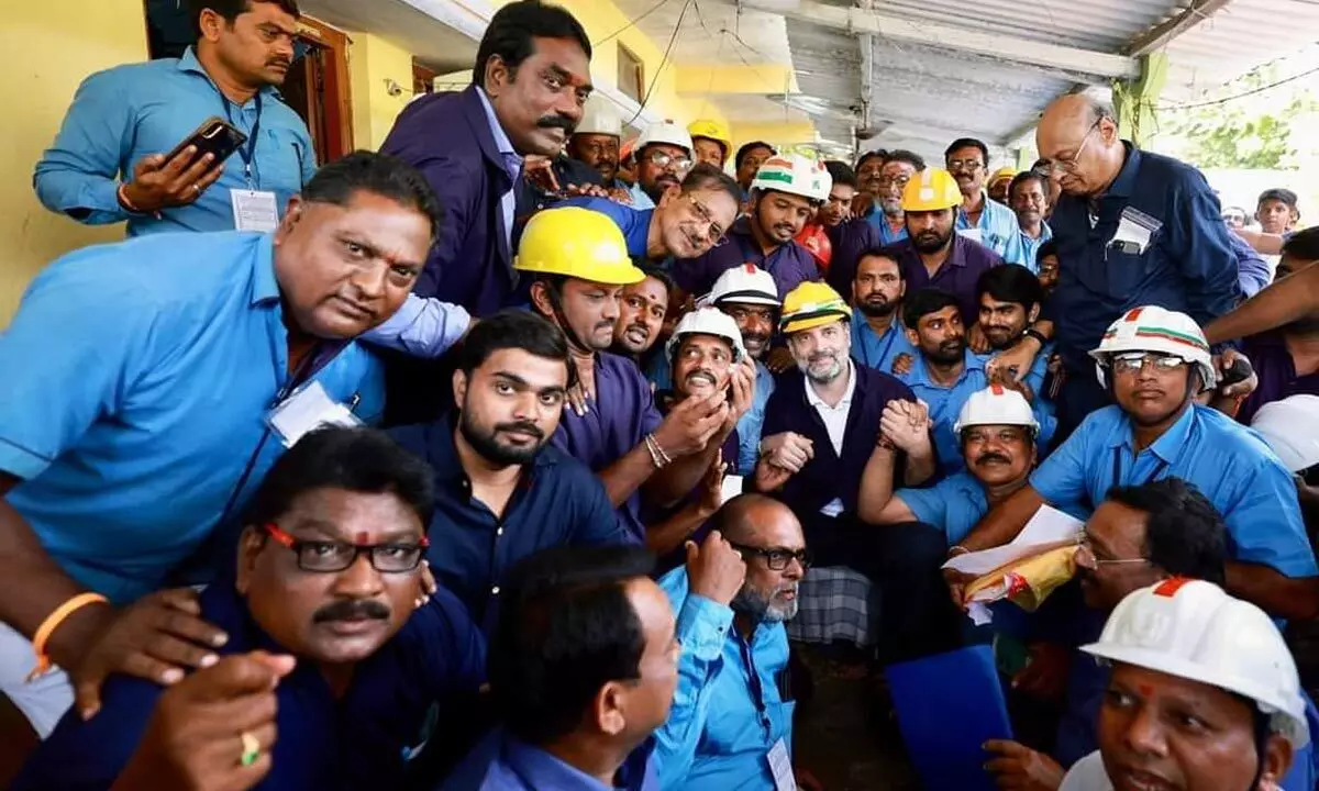 Rahul Gandhi engages with coal mine workers in Telangana’s Peddapally