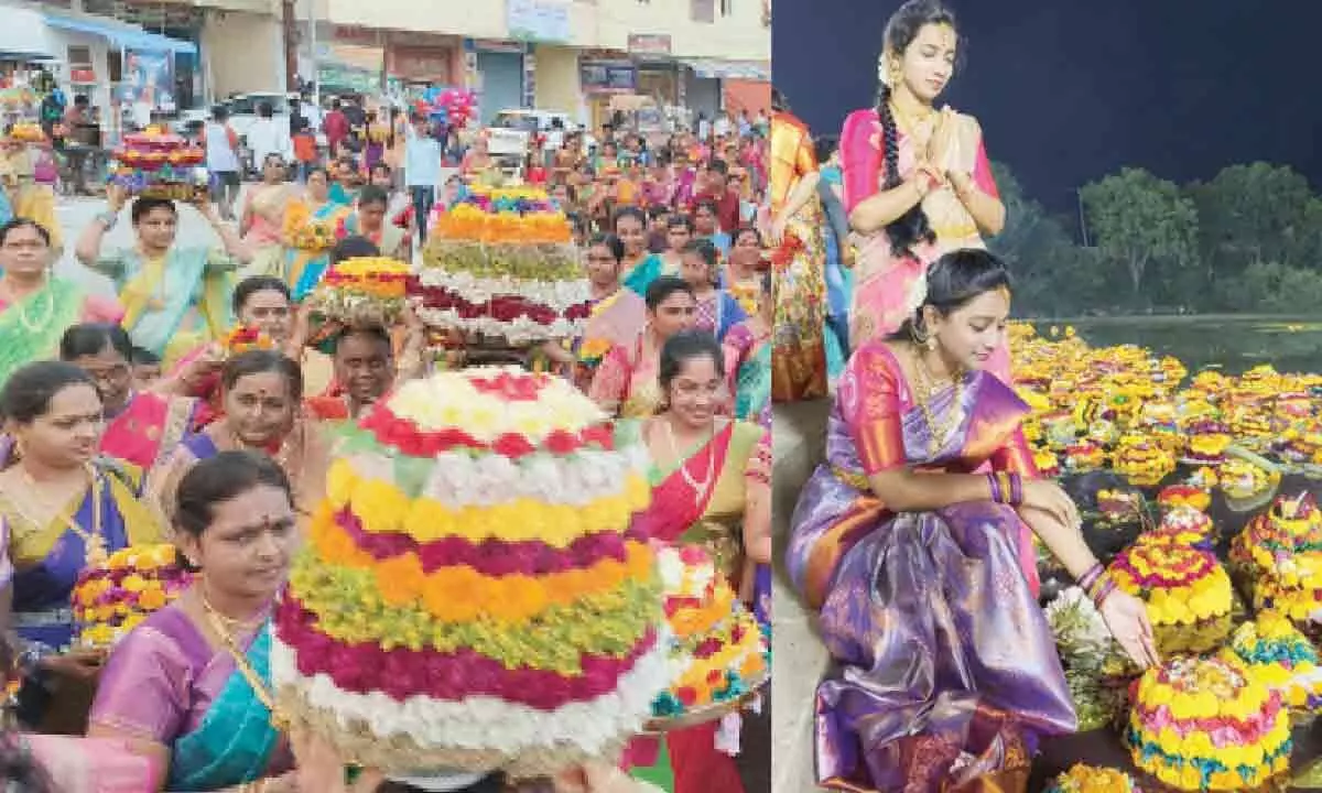 Saddula Bathukamma in Warangal celebrated with grandeur and extravagance