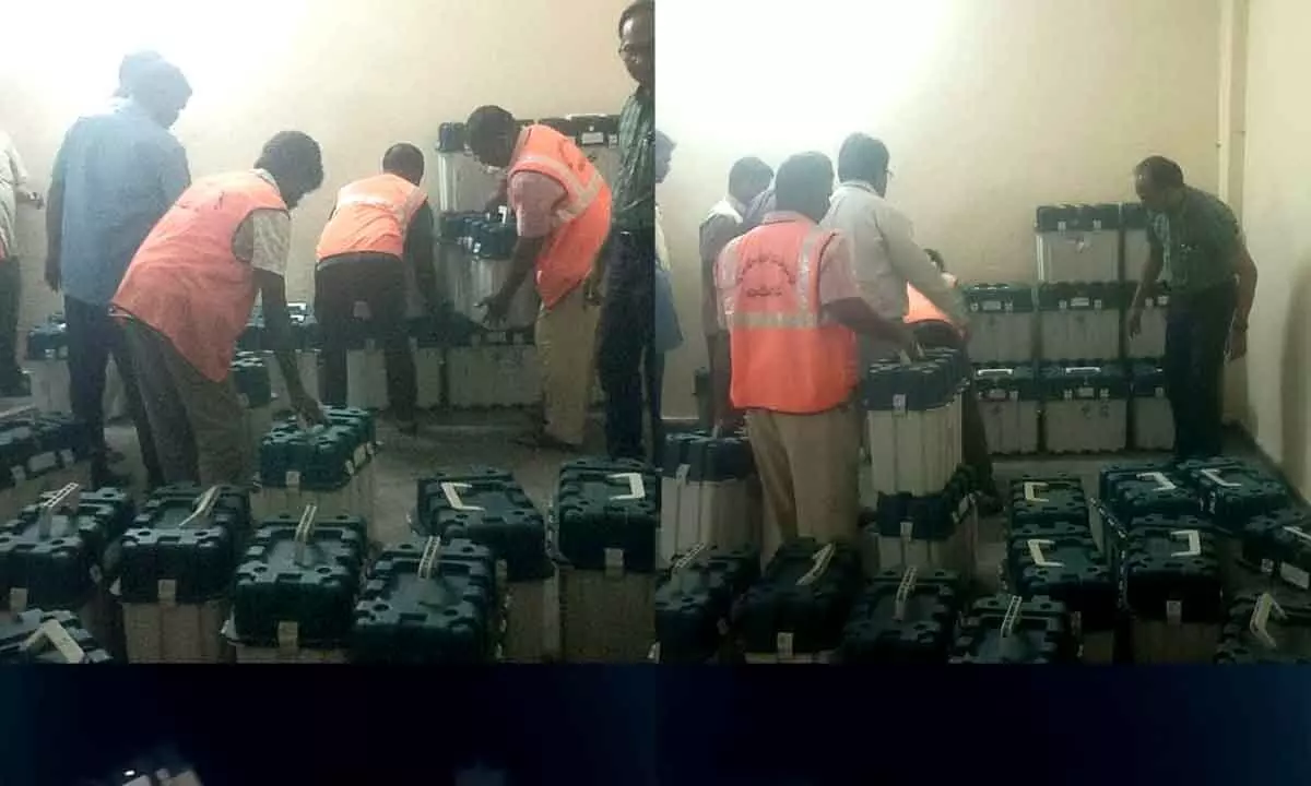 Tight security as EVMs arrive in Shadnagar, marking the start of election season