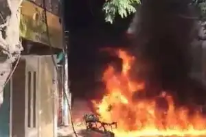 Complaints of burning eyes and headache amidst Nampally fire incident; sticky road reported