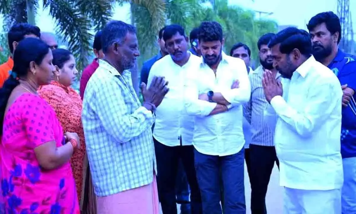 Jagadish Reddy interacts with morning walkers in Suryapet