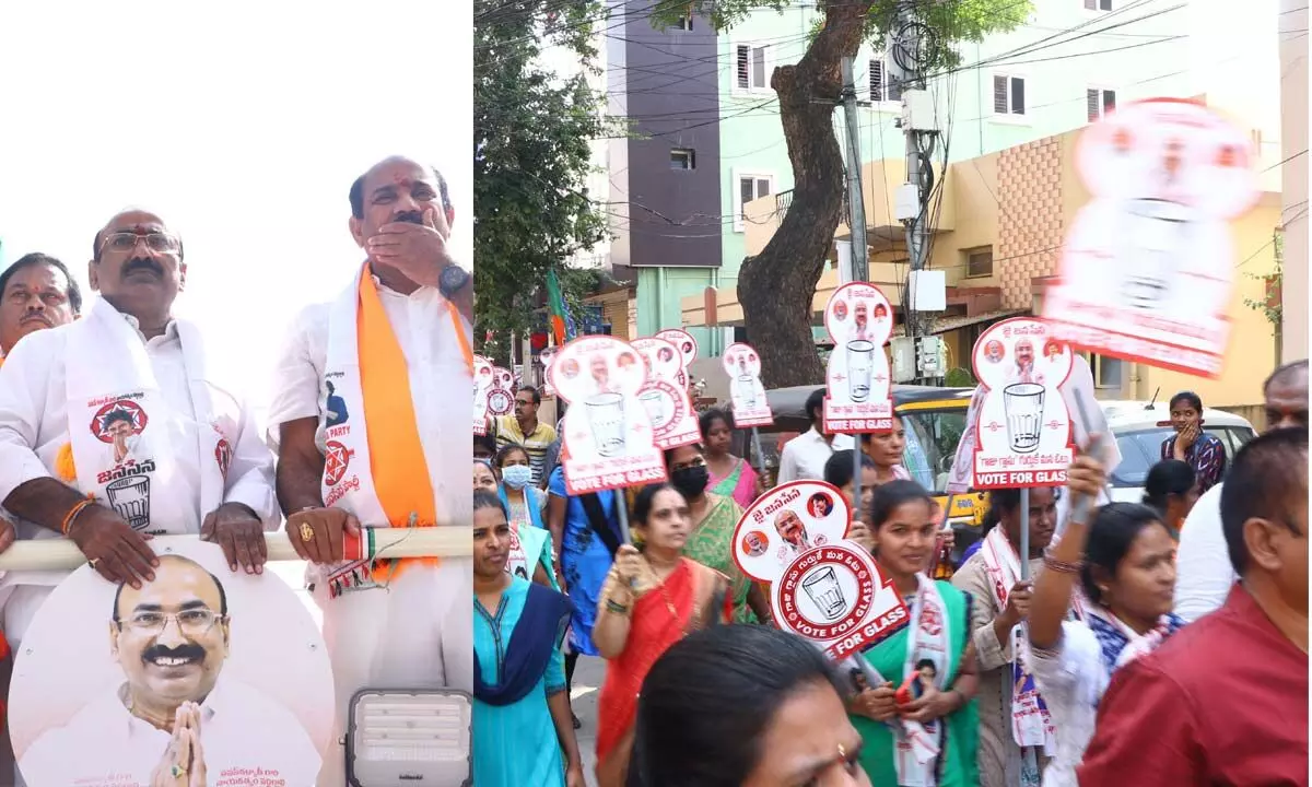 Jana Sena candidate expresses gratitude to BJP for opportunity, holds Padayatra in Kukatpally