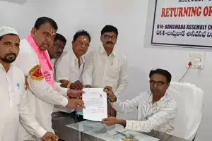 Pocharam Srinivas Reddy Files Nomination Papers in Banswada Riding an Ambassador Car