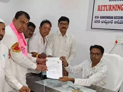 Pocharam Srinivas Reddy Files Nomination Papers in Banswada Riding an Ambassador Car