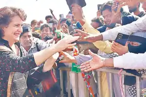Priyanka claims BJP, BRS & MIM are harmoniously united, engaging in ‘Natu Natu’ dance