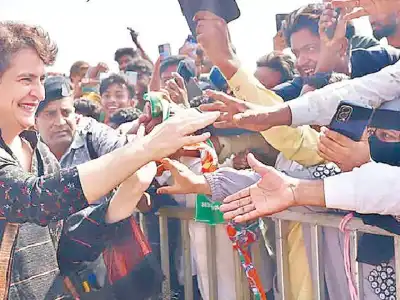 Priyanka claims BJP, BRS & MIM are harmoniously united, engaging in ‘Natu Natu’ dance
