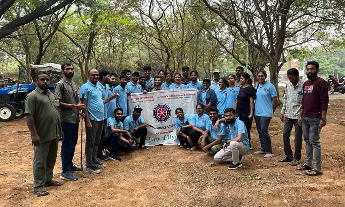 University of Hyderabad’s NSS cell organizes program on groundwork preparations for herbal garden