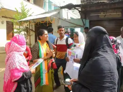 Venela, Congress candidate for Secunderabad Cantonment, campaigns in the bearers line