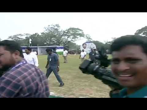 YS Jagan inaugurates massive sports event “Aadudam Andhra” in Guntur, showcasing his cricket skills