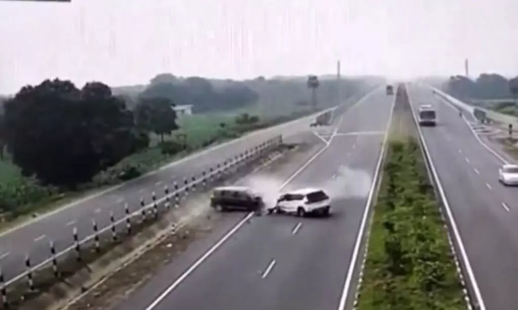 Three people, including an infant, lose their lives in a road accident on a national highway in East Godavari district.