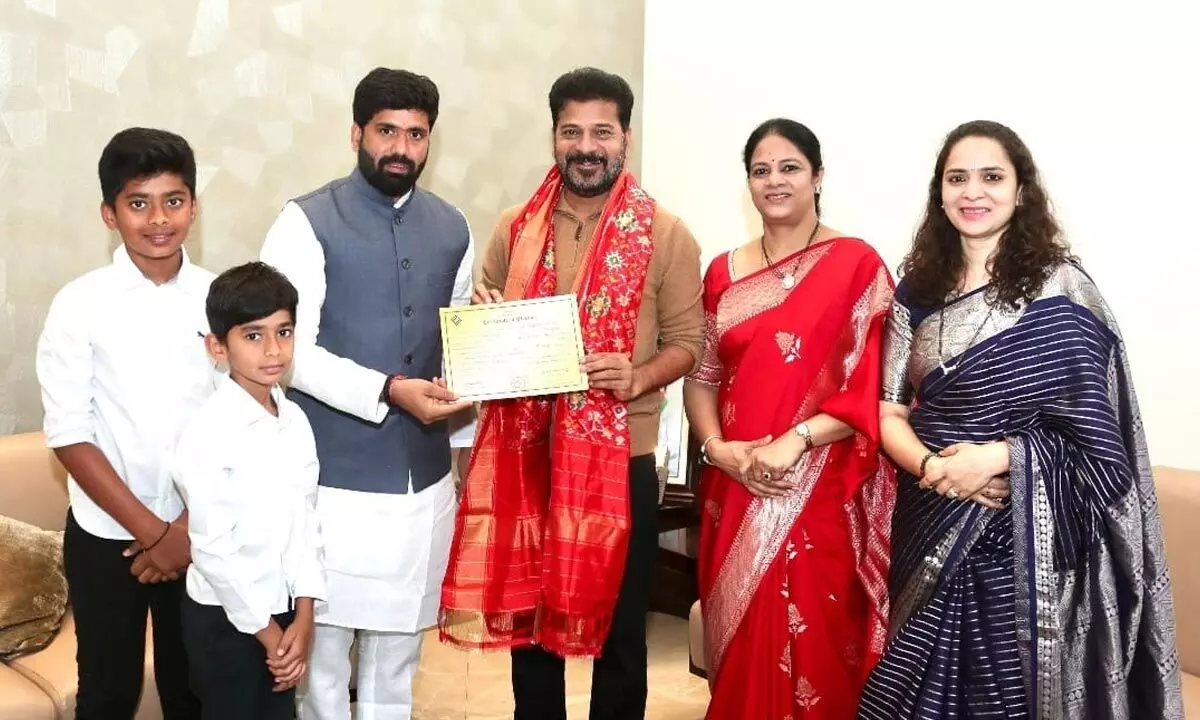 Anil Kumar Yadav, newly elected Rajya Sabha member, meets with Revanth Reddy to seek blessings