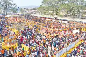 Celebrations in full swing as Sammakka arrives at Medaram