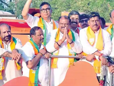 Large turnout for Vijay Sankalp Yatra in Khammam
