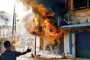 Shops on Footpath in Hyderabad’s Shakepet Engulfed by Fire