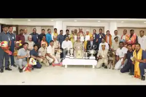 Winners of All India Police Duty Meet felicitated by DGP