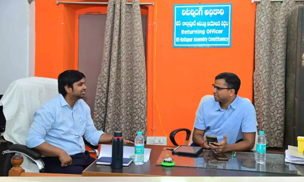 Collector P Uday Kumar inspects election strong room and distribution centers in Nagar Kurnool Parliament Constituency.