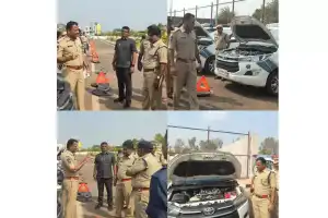 District SP Gaikwad Vaibhav Raghunath conducts inspection of police vehicles and provides instructions to drivers