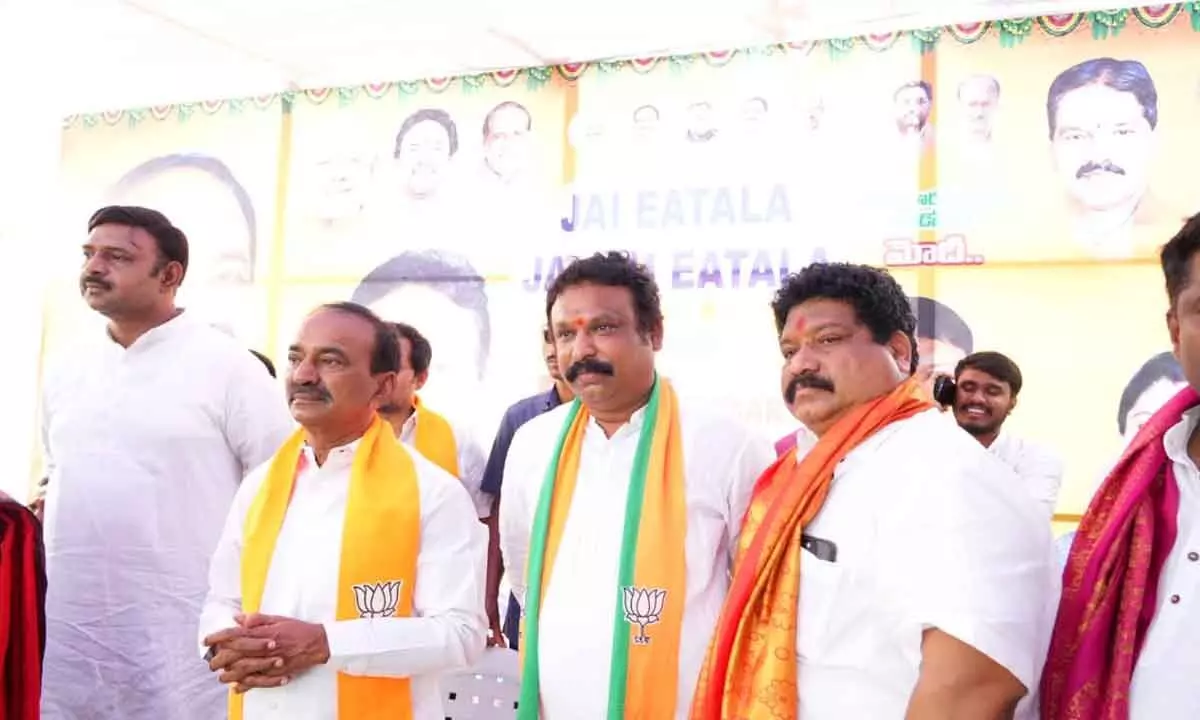 Etela and Ganesh Kumar participate in annadana program at Katta Maisamma temple