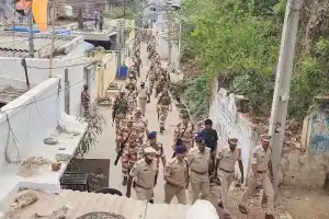 Flag March held by Police and Central Armed Forces in Nalgonda