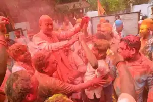 Holi celebrated in a grand way in Karimnagar
