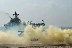 Tiger Triumph-2024 exercise conducted by India and United States on Kakinada Beach