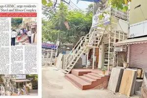 Tile dealers defiantly encroach on GHMC approach road