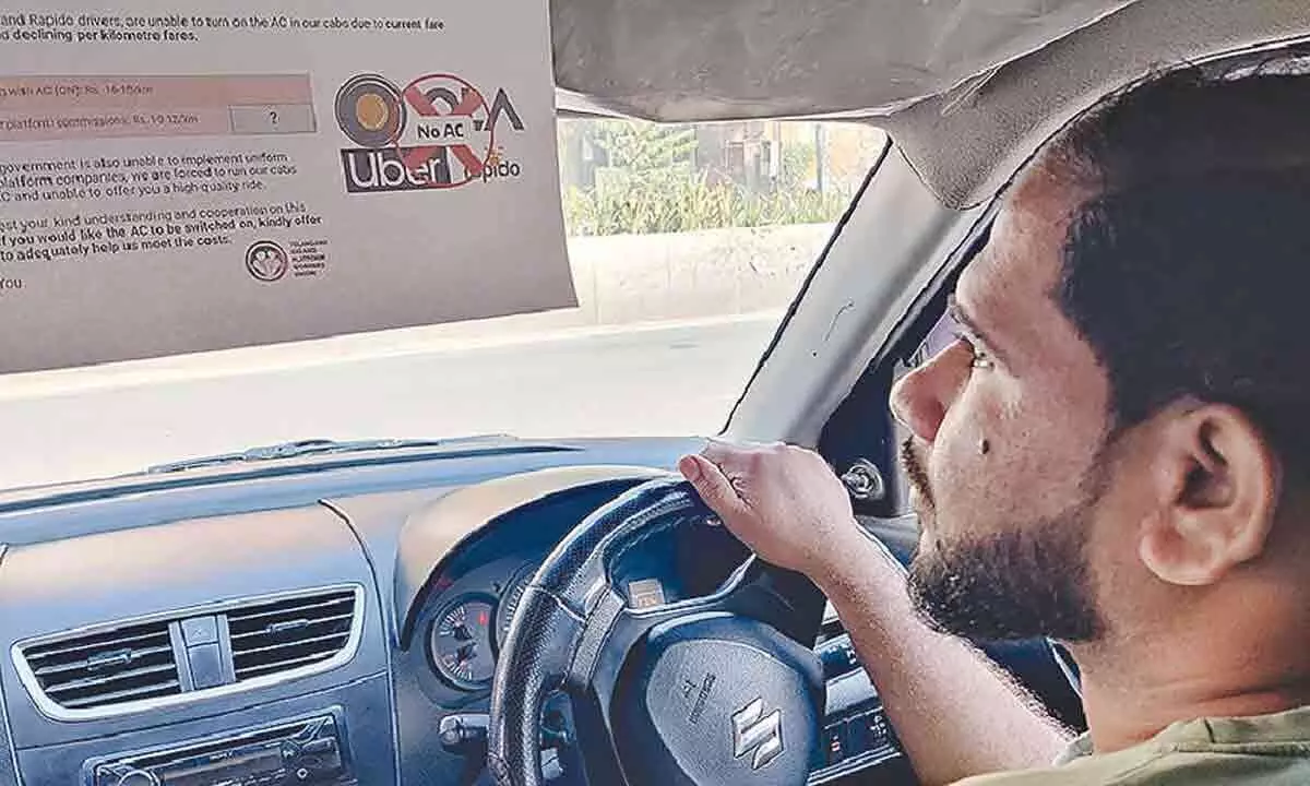 Cab drivers in Hyderabad stand firm in their ‘no AC’ campaign despite warnings from app aggregators.
