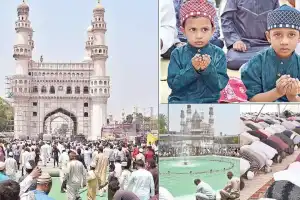 Muslims congregate for Friday prayer at Mecca Mosque