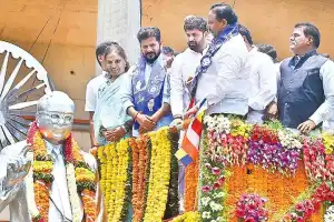 Revanth Reddy, Chief Minister of Hyderabad, honors Dr. Ambedkar with tribute