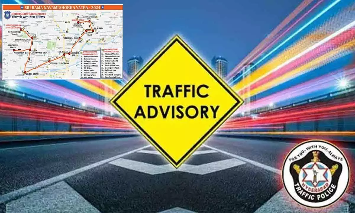Traffic advisory issued by Hyderabad city police for Rama Navami Shobha Yatra