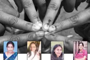 Women voters in Hyderabad advocate for jobs and gender equality.