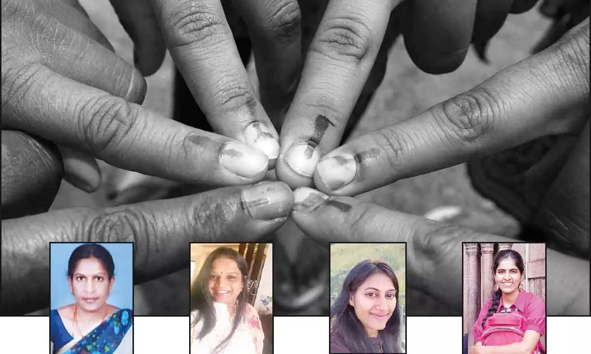 Women voters in Hyderabad advocate for jobs and gender equality.